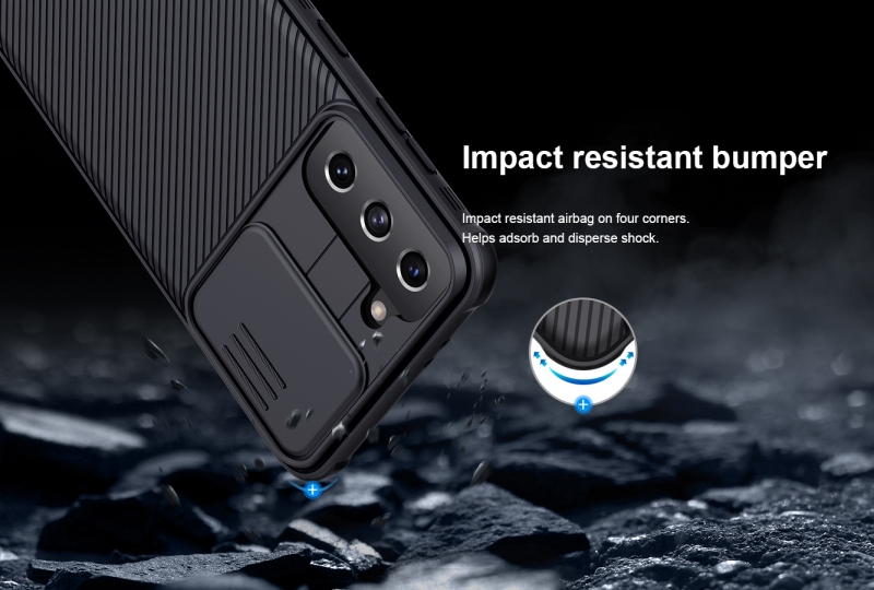 Ốp Lưng Samsung Galaxy S21 Chính Hãng Nillkin CamShield thiết kế dạng camera đóng mở giúp bảo vệ an toàn cho Camera của máy, màu sắc đen huyền bí sang trọng rất hợp với phái mạnh.